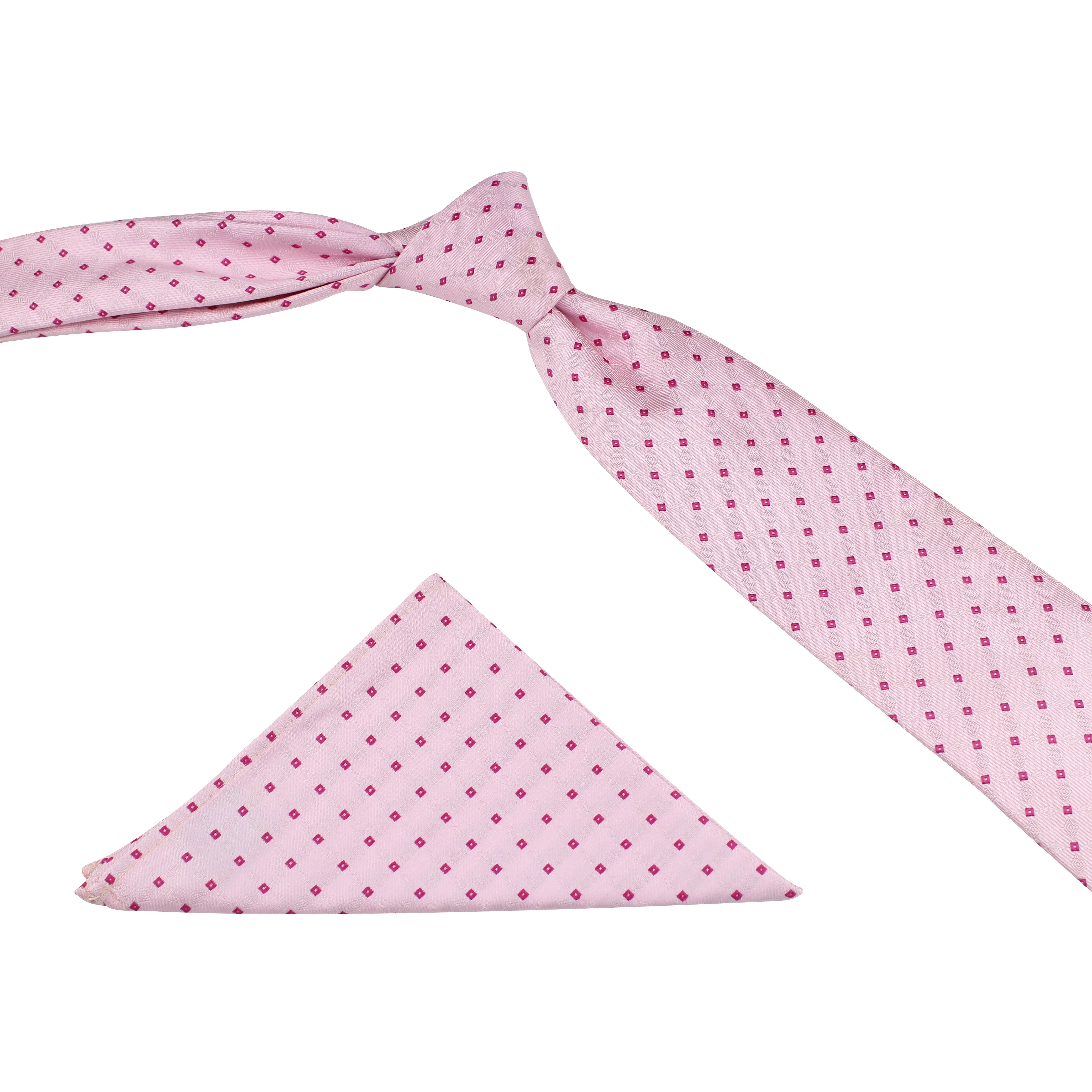 Kovove Elegant Pink Checkered Necktie and Pocket Square Gift Box