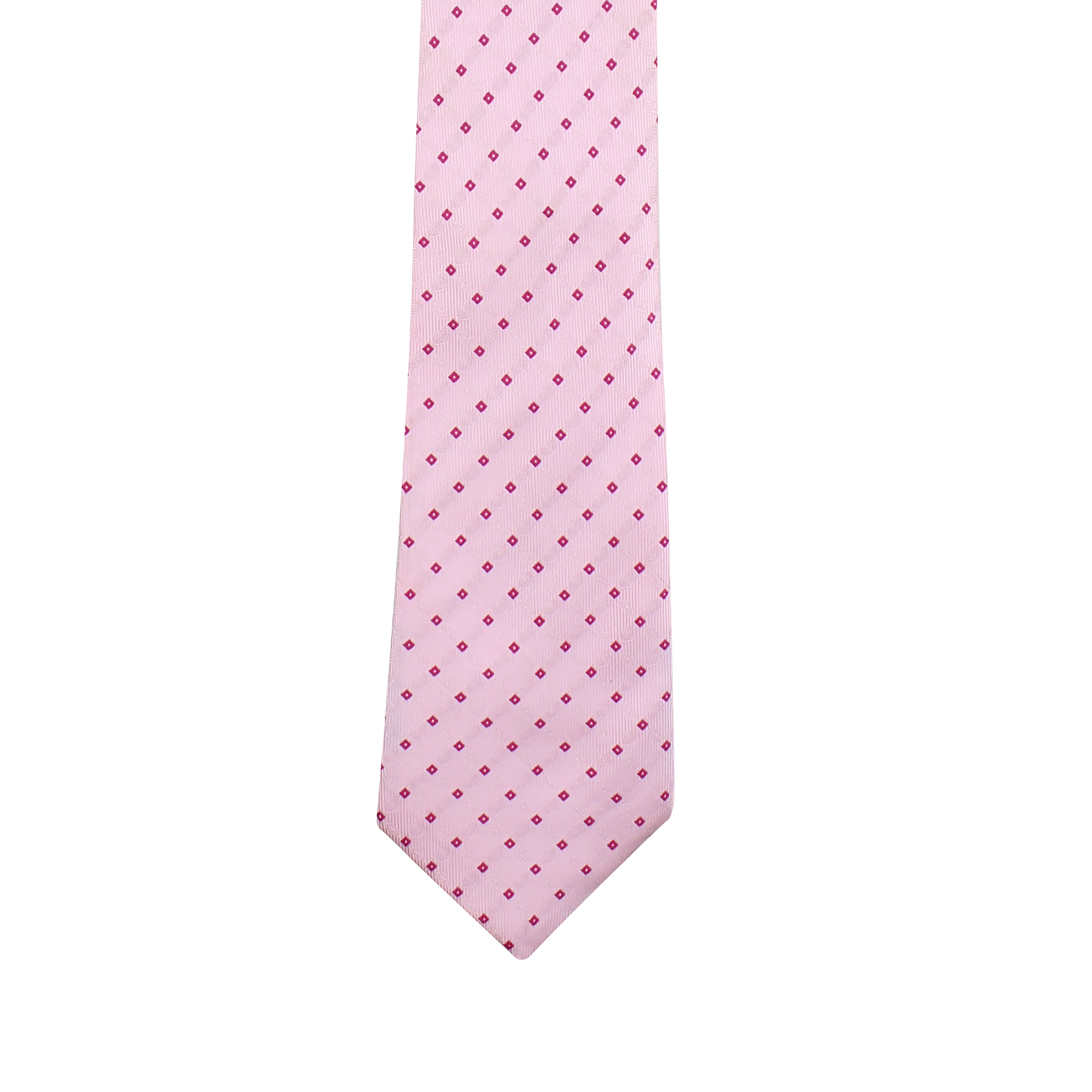 Kovove Elegant Pink Checkered Necktie and Pocket Square Gift Box