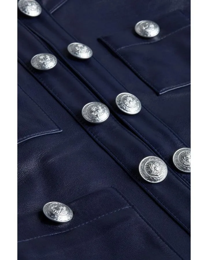 L'Agence Jayde Collarless Leather Jacket