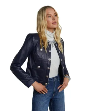 L'Agence Jayde Collarless Leather Jacket