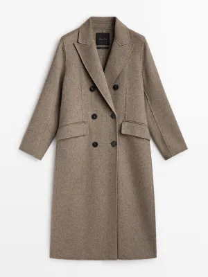Long wool blend double-breasted coat
