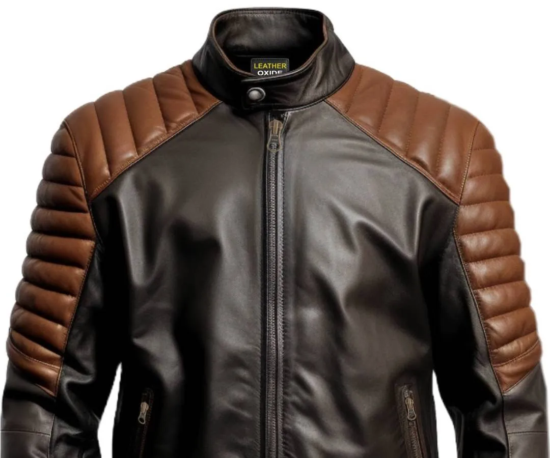 Men Black Brown Leather Jacket - Leather Jacket Black Brown