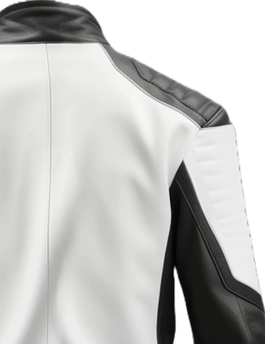Men Black White Faux Leather Jacket - Biker Leather Jacket