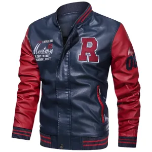 Men Racing Motocross Biker Leather Jacket