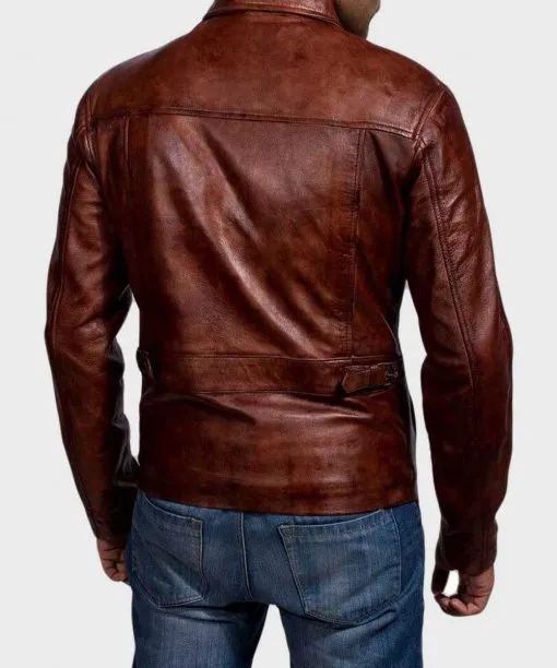 Mens Brown Distressed Leather Jacket