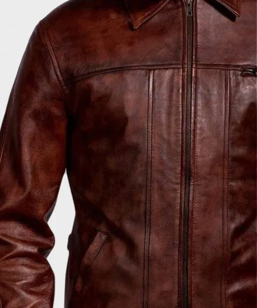 Mens Brown Distressed Leather Jacket