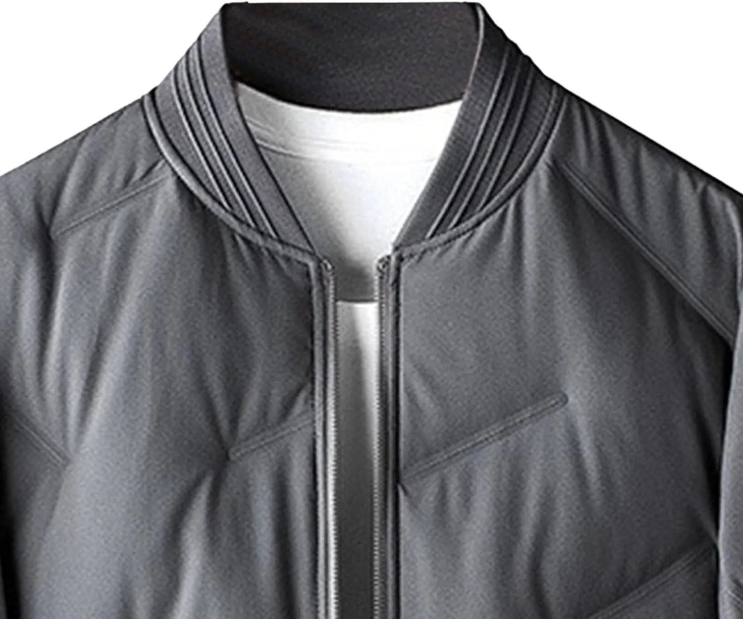 Mens Casual Bomber Jacket Full Zip Warm Winter Padded Coats Outwear Windproof Quilted Varsity Baseball Jacket