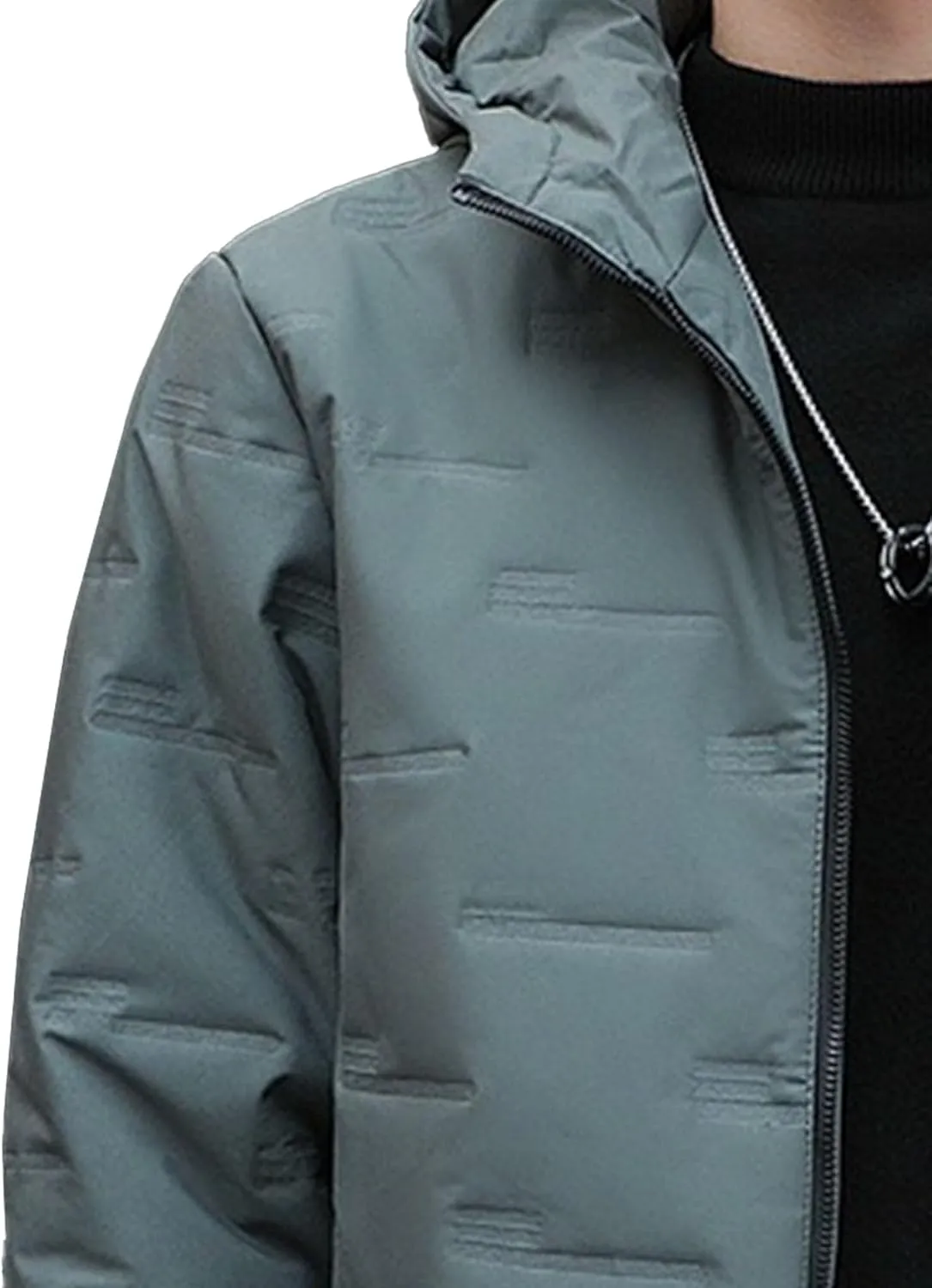 Mens Hooded Bomber Jacket Full Zip Lightweight Casual Windbreaker Windproof Quilted Jacket Warm Winter Padded Coats