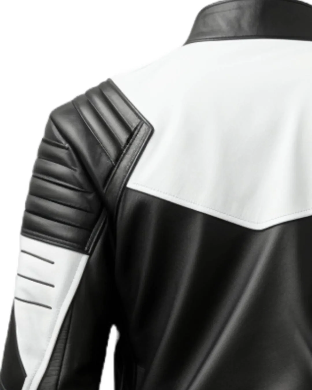Mens Leather Jacket - Faux Leather Black and White