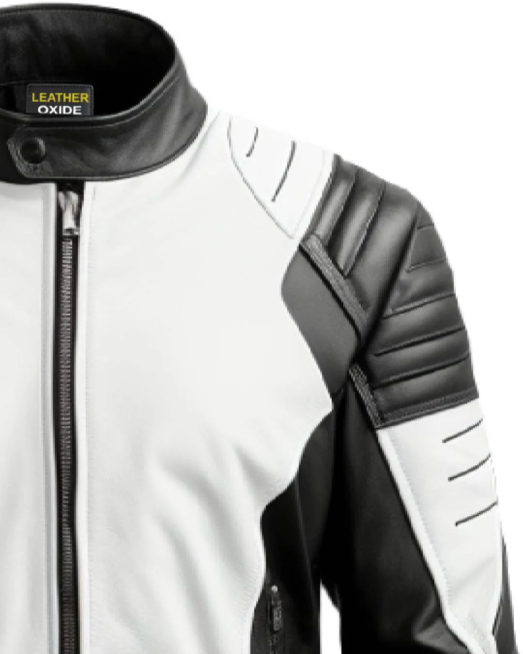 Mens Leather Jacket - Faux Leather Black and White