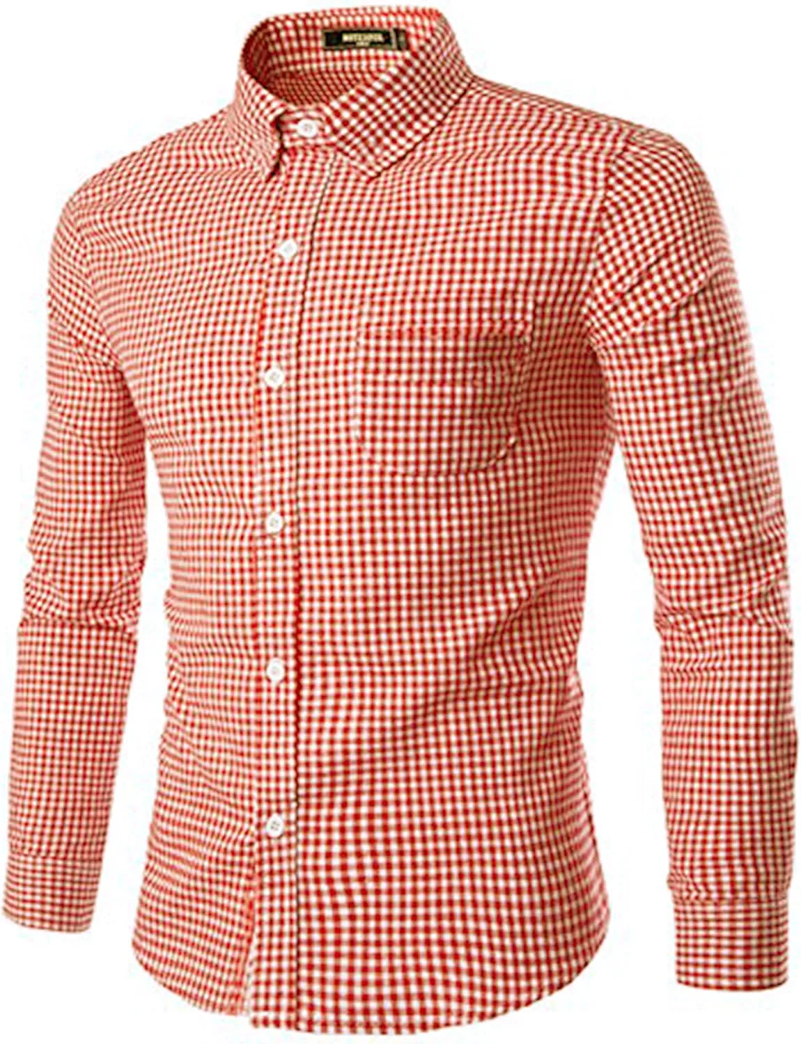 Men's Plaid Casual Slim Fit Long Sleeve Button Down Dress Shirts