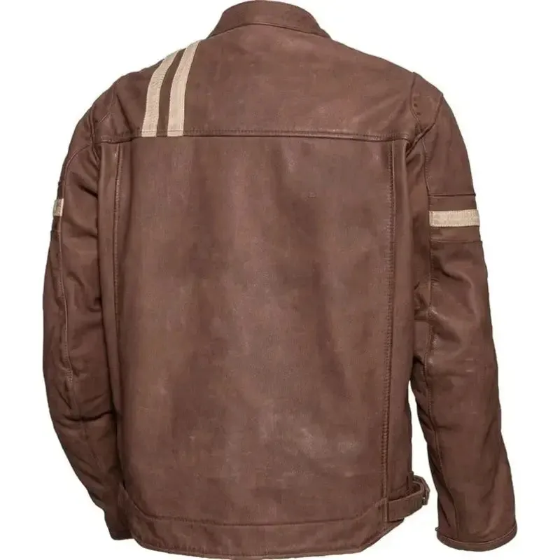 Men's Vintage Cafe Racer Retro Motorbike Brown Leather Jacket