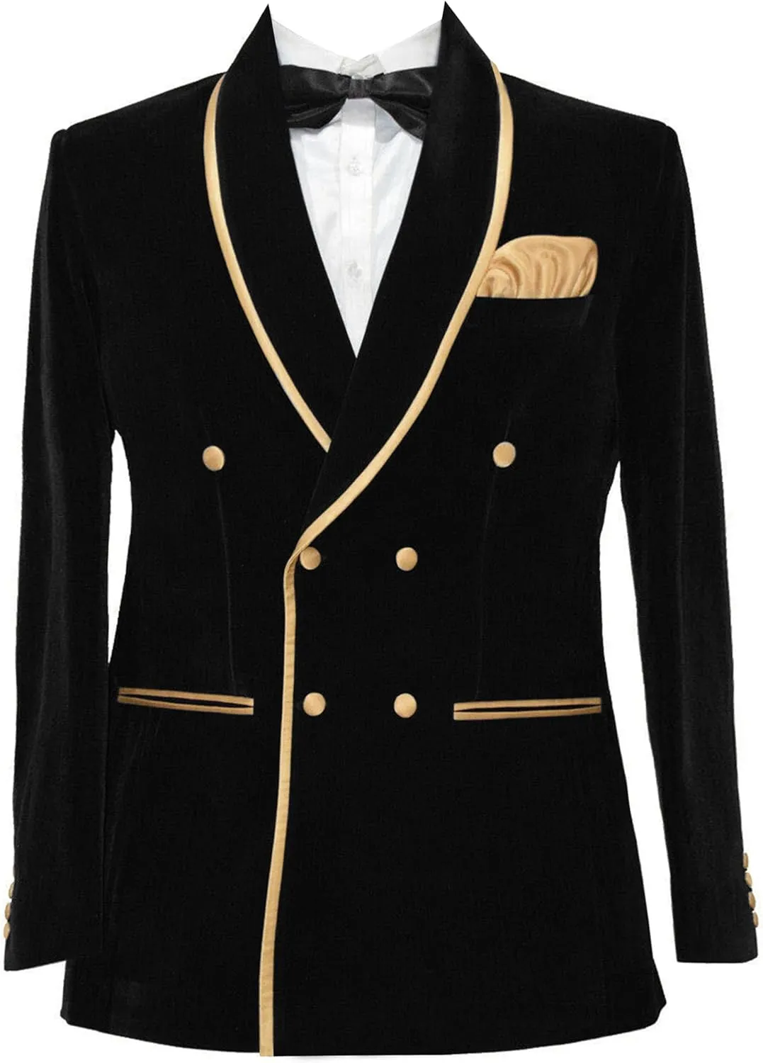 Men's Vintage Velvet Smoking Jacket Shawl Lapel Double Breasted Blazer Tuxedo for Wedding Prom Dinner