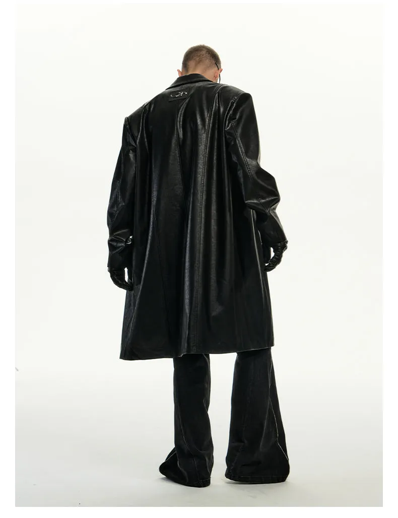 Mid-length suit silhouette leather jacket