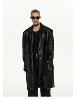 Mid-length suit silhouette leather jacket