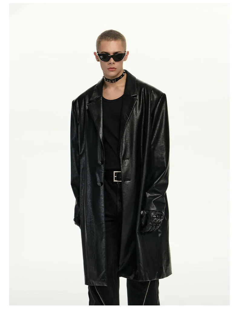 Mid-length suit silhouette leather jacket