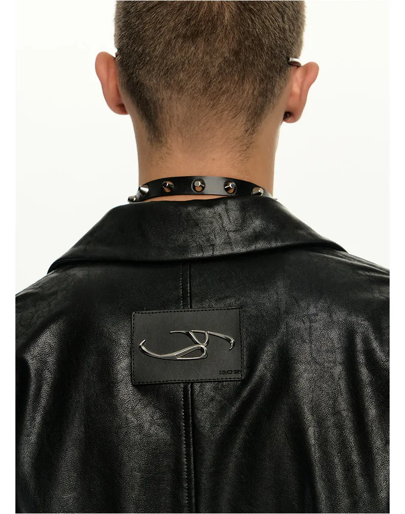 Mid-length suit silhouette leather jacket