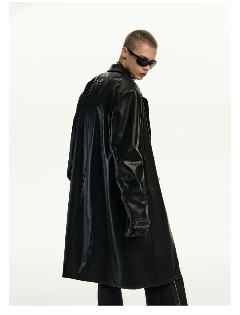 Mid-length suit silhouette leather jacket