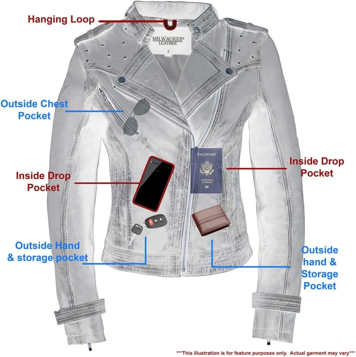 Milwaukee Leather SFL2840 Women's Maiden Black Premium Sheepskin Motorcycle Fashion Leather Jacket with Studs - Small