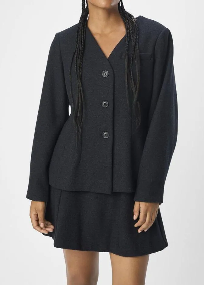OBJMEGHAN BARREL SLEEVE BLAZER | DARK GREY MELANGE