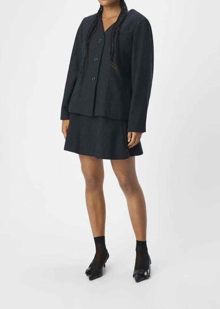 OBJMEGHAN BARREL SLEEVE BLAZER | DARK GREY MELANGE