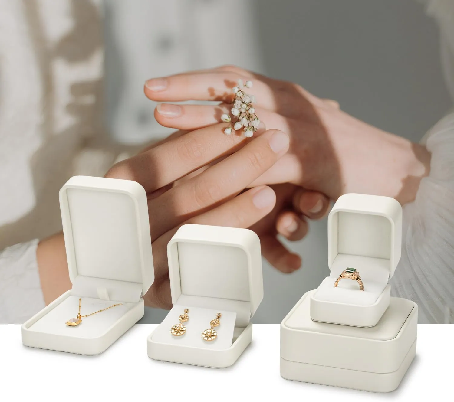 Oirlv Luxury Leather Earring Case Jewelry Box For Earrings Premium Jewelry Gift Box (Creamy-white)