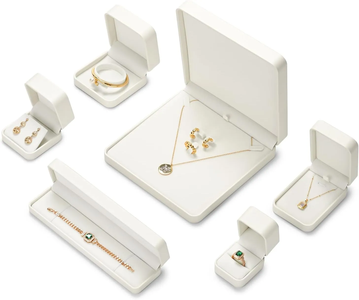 Oirlv Luxury Leather Earring Case Jewelry Box For Earrings Premium Jewelry Gift Box (Creamy-white)