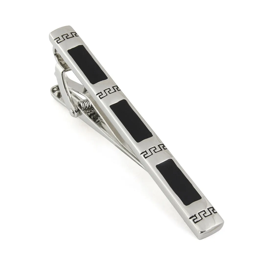 Peluche Greek Key Silver Tie Pin