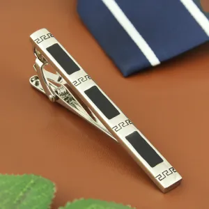 Peluche Greek Key Silver Tie Pin