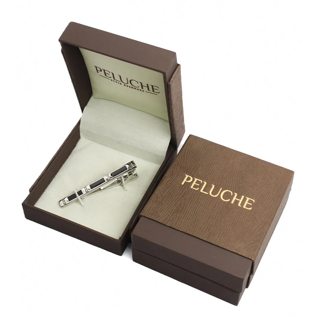 Peluche Greek Key Silver Tie Pin