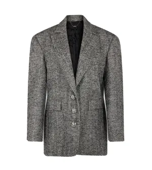 RABANNE Long Blazer in Herringbone Wool