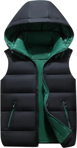 SEAUR Kids Boys Girls Winter Vest Coat Warm Hooded Puffer Vest Jacket Padded Sleeveless Waistcoat Outwear