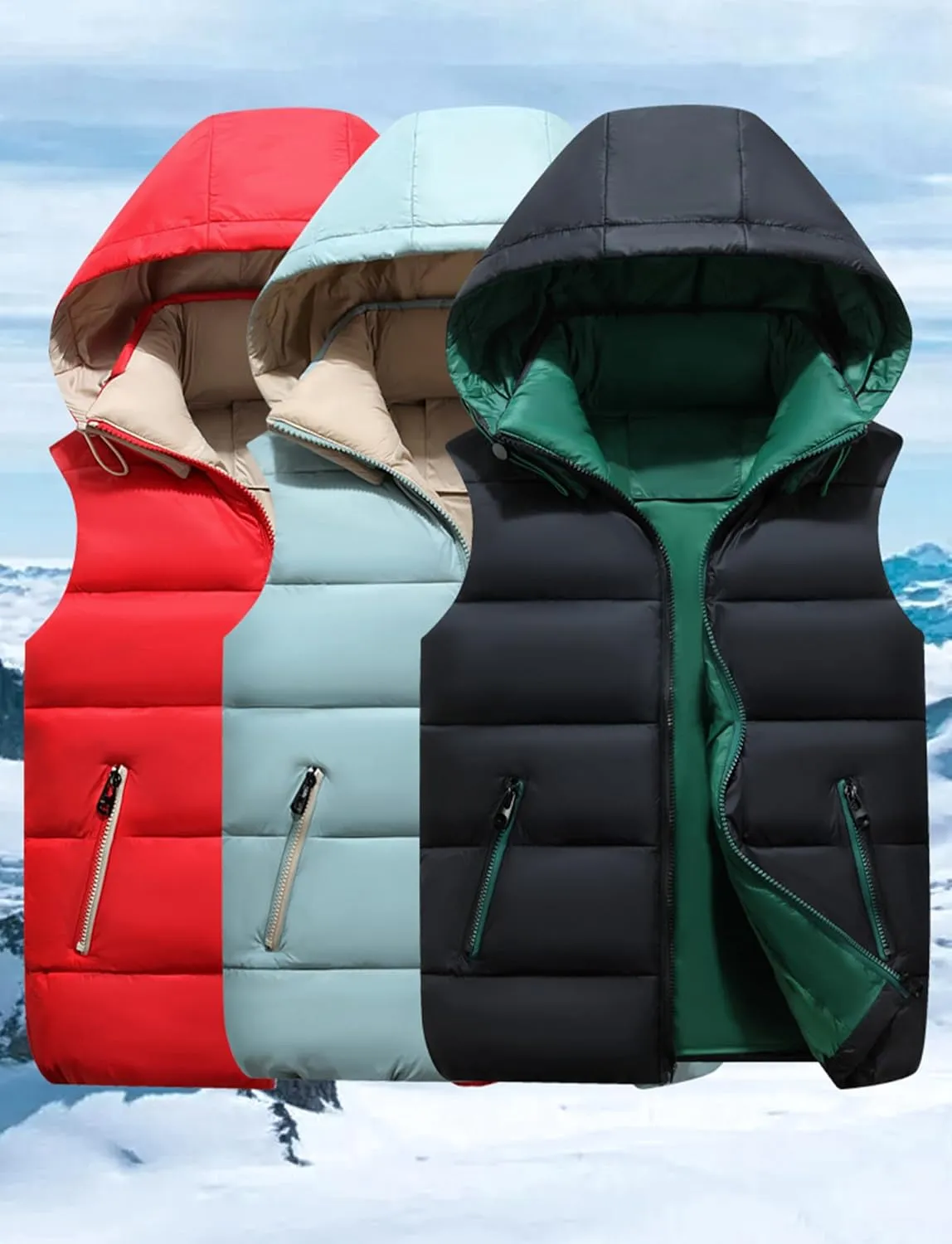 SEAUR Kids Boys Girls Winter Vest Coat Warm Hooded Puffer Vest Jacket Padded Sleeveless Waistcoat Outwear