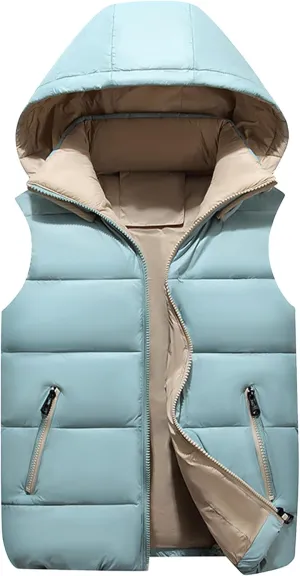 SEAUR Kids Boys Girls Winter Vest Coat Warm Hooded Puffer Vest Jacket Padded Sleeveless Waistcoat Outwear