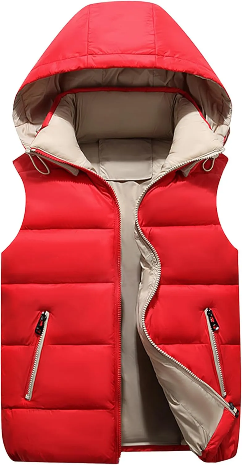 SEAUR Kids Boys Girls Winter Vest Coat Warm Hooded Puffer Vest Jacket Padded Sleeveless Waistcoat Outwear