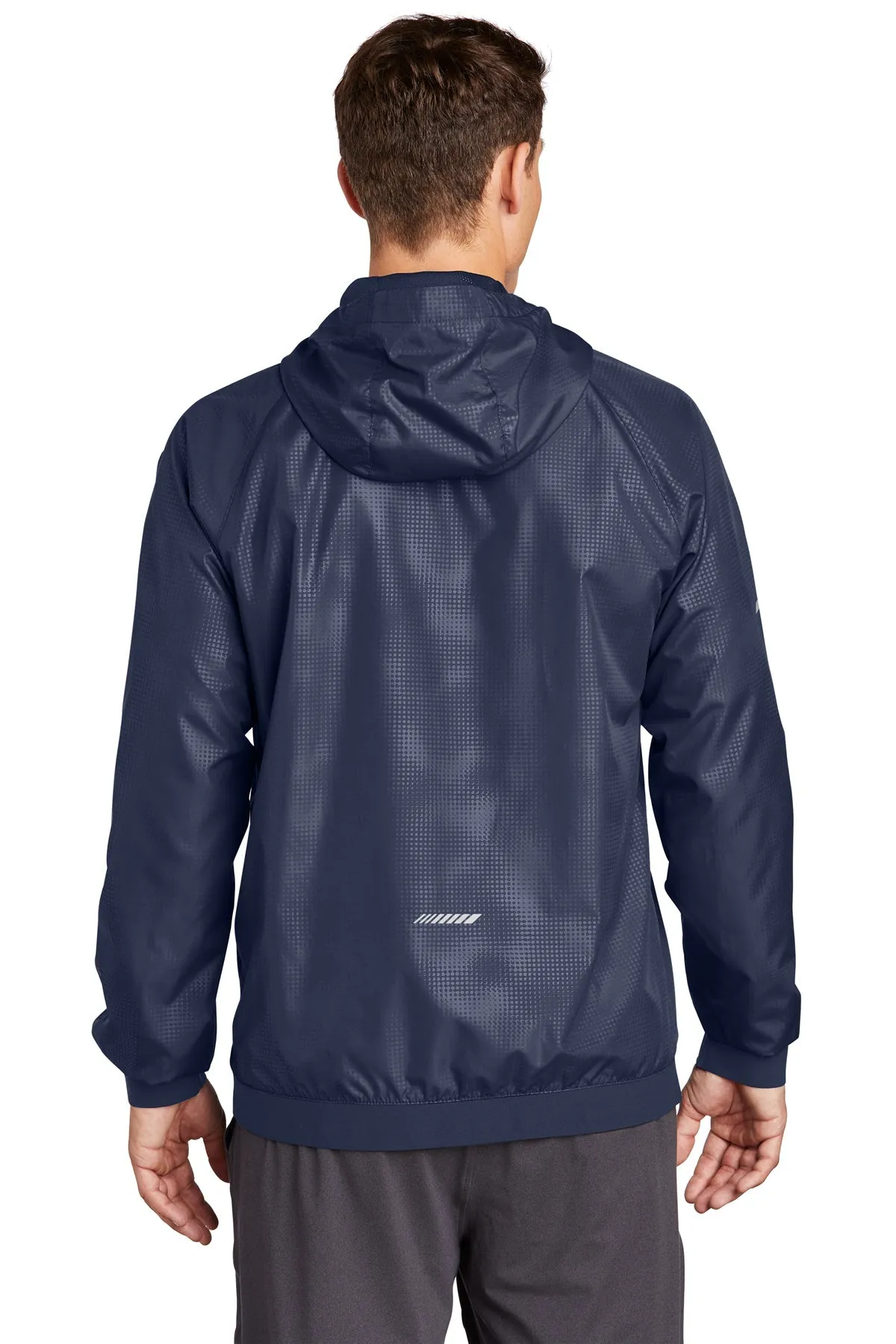 Sport-Tek Embossed Hooded Custom Wind Jackets, True Navy/ True Navy