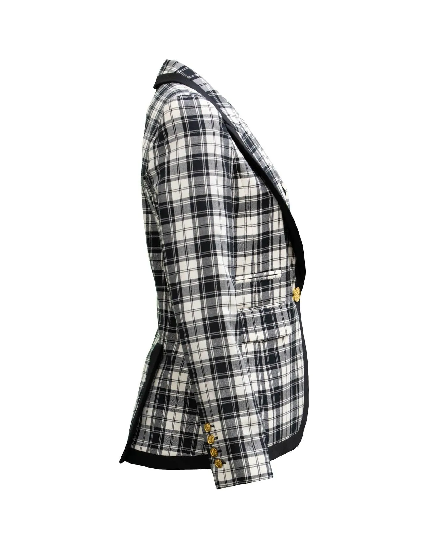 Taped Peaked Lapel Blazer in Black and White