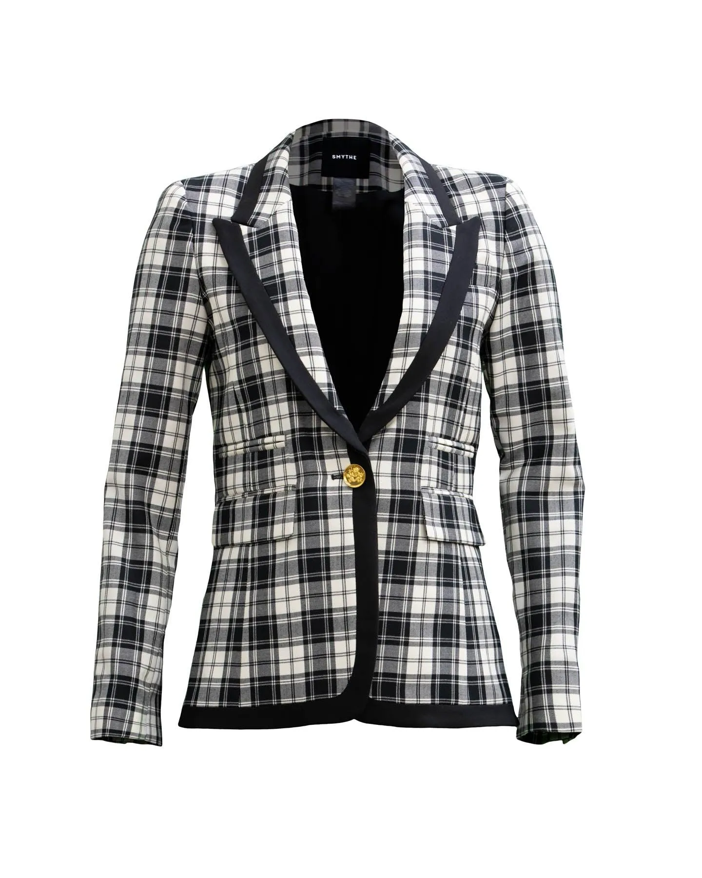 Taped Peaked Lapel Blazer in Black and White