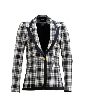 Taped Peaked Lapel Blazer in Black and White