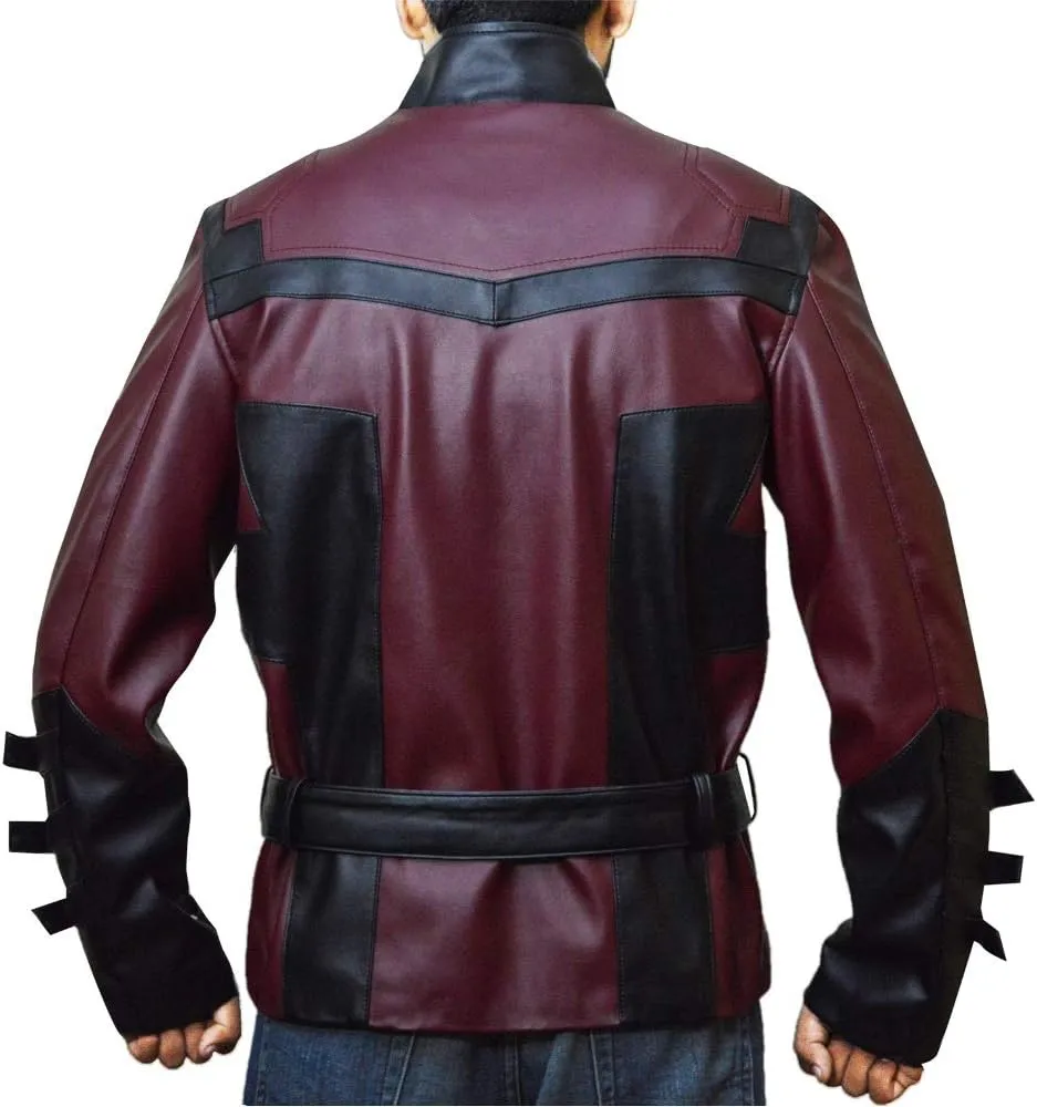 The Jasperz Charlie Cox Daredevil Maroon Leather Jacket Costume for Mens, XXS-3XL