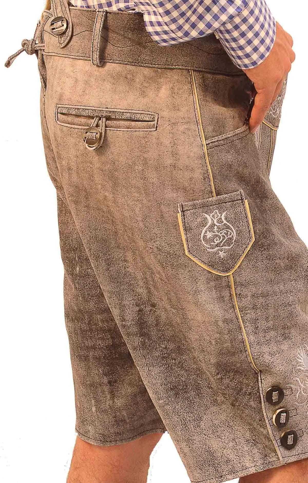 Traditional German Lederhosen Gray Slate