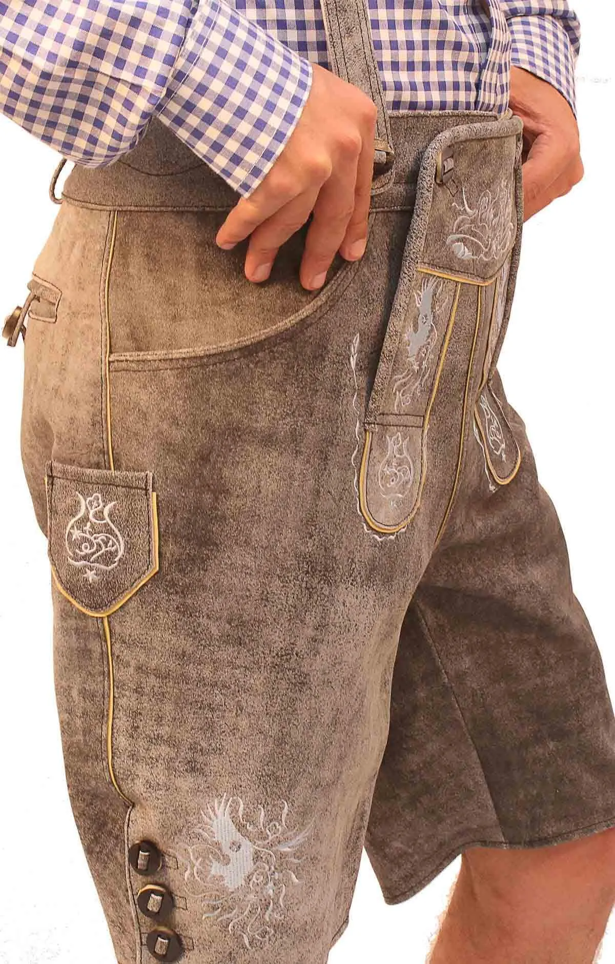 Traditional German Lederhosen Gray Slate