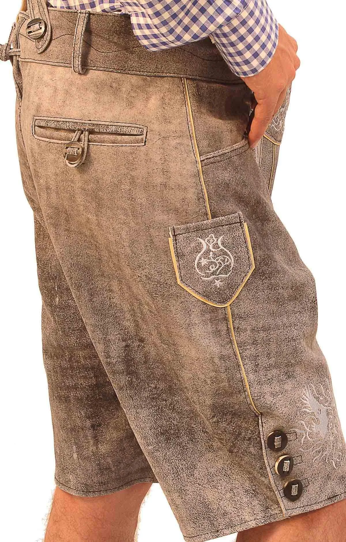 Traditional German Lederhosen Gray Slate