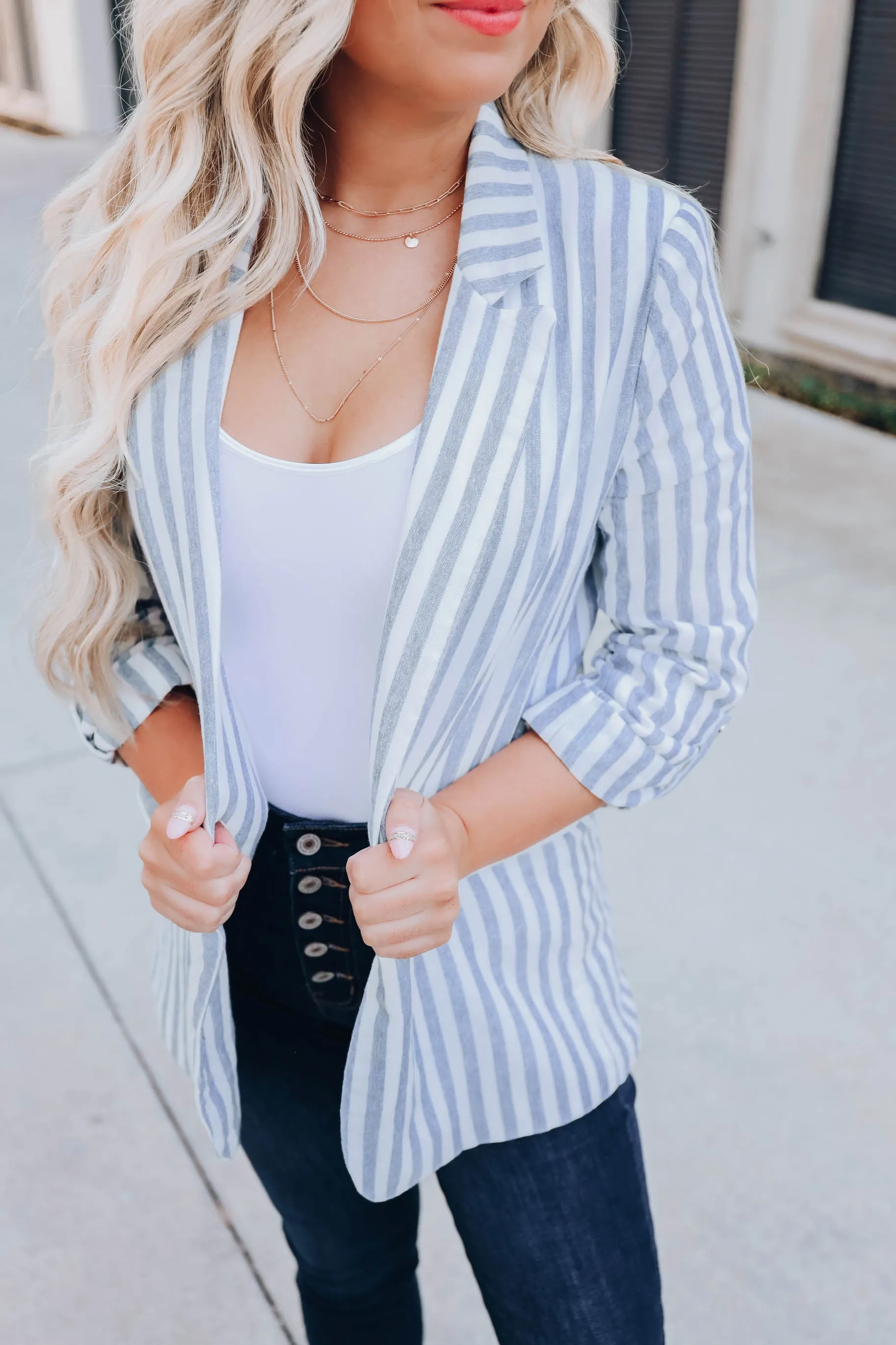 Upstate Striped Blazer - Blue