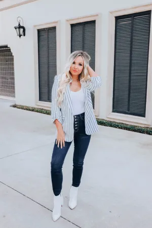 Upstate Striped Blazer - Blue