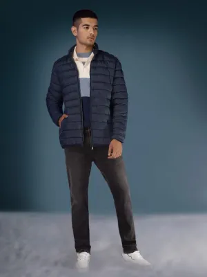 WES Casuals Navy Relaxed-Fit Puffer Jacket