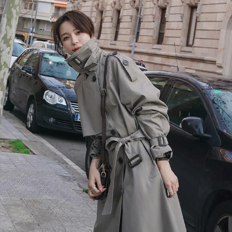 Wjczt Long Trench Coat Ladies Double Breasted Slim Trench Coat Female Outwear Windbreaker Casual Street All-match Women&#39;s Clothing XXL