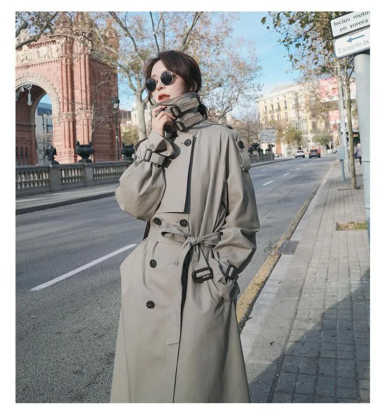 Wjczt Long Trench Coat Ladies Double Breasted Slim Trench Coat Female Outwear Windbreaker Casual Street All-match Women&#39;s Clothing XXL