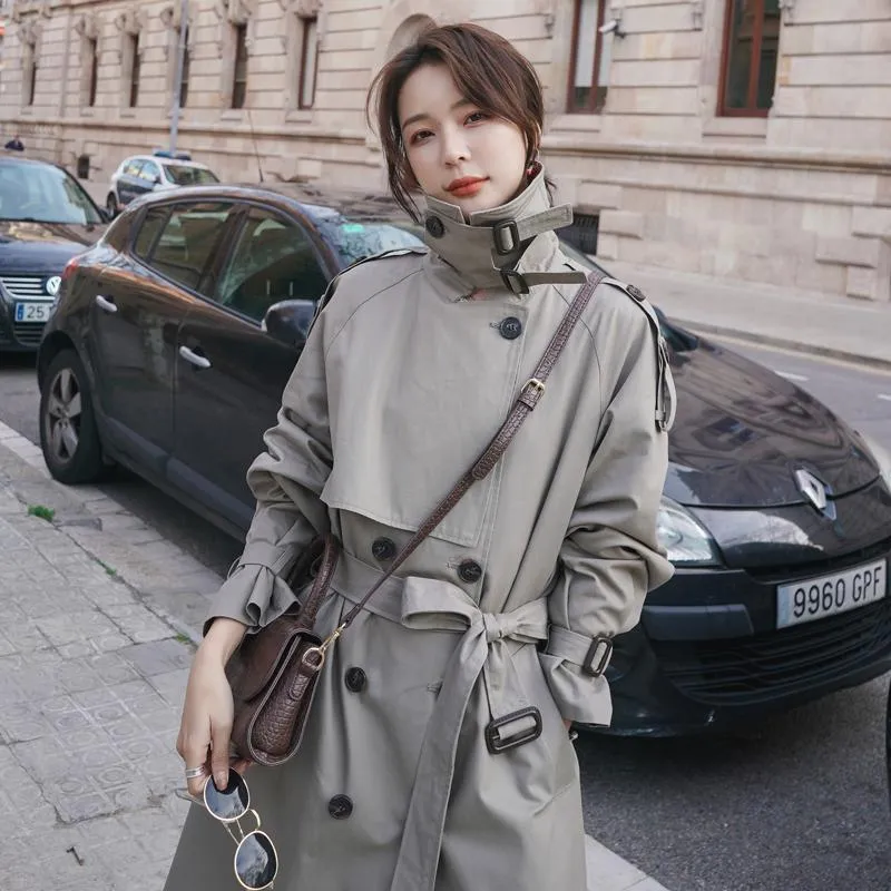 Wjczt Long Trench Coat Ladies Double Breasted Slim Trench Coat Female Outwear Windbreaker Casual Street All-match Women&#39;s Clothing XXL