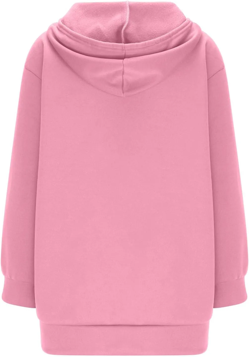 Womens Longline Hoodie Fall Winter Full Zip up Drawstring Sweatshirt Ladies Knee Length Pullover Hooded Jacket Pocket